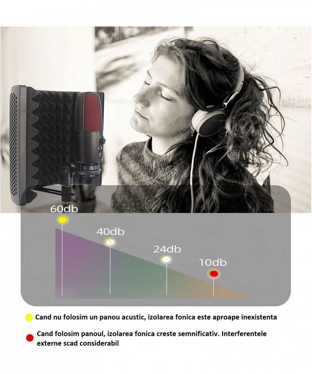 Panou acustic AxaCube pentru microfon, filtru pentru diminuare zgomot extern, burete antifonic, 3 placi reglabile, 28x19 cm [2]