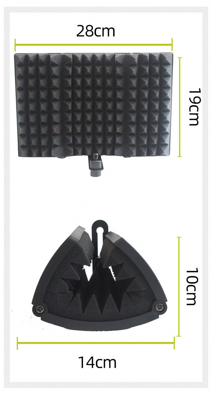Panou acustic AxaCube pentru microfon, filtru pentru diminuare zgomot extern, burete antifonic, 3 placi reglabile, 28x19 cm [11]