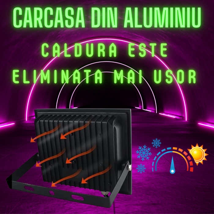 Proiector led cu lumina UV AxaCube, 100W, 160 leduri, lungime de unda 395-400 nm, carcasa aluminiu, IP66, ideala petreceri si evenimente [5]