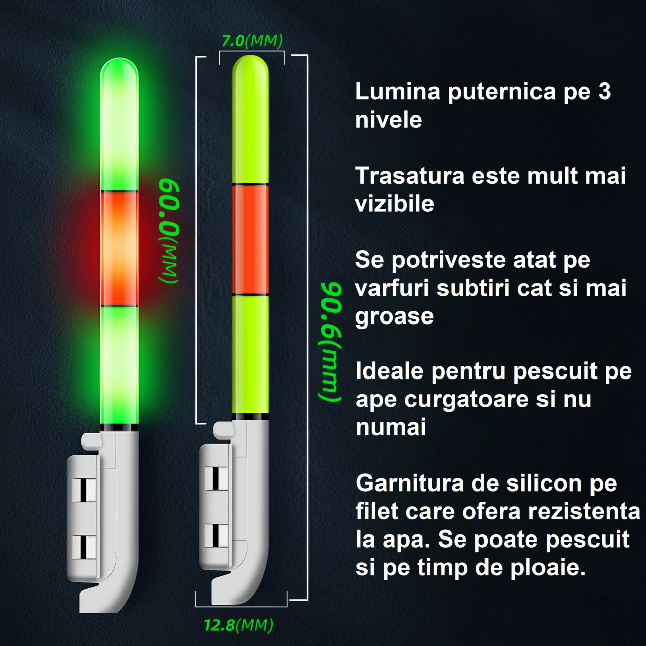 Semnalizator luminos pentru varf lanseta si feeder, lumina verde si rosie, baterie CR425 inclusa [5]