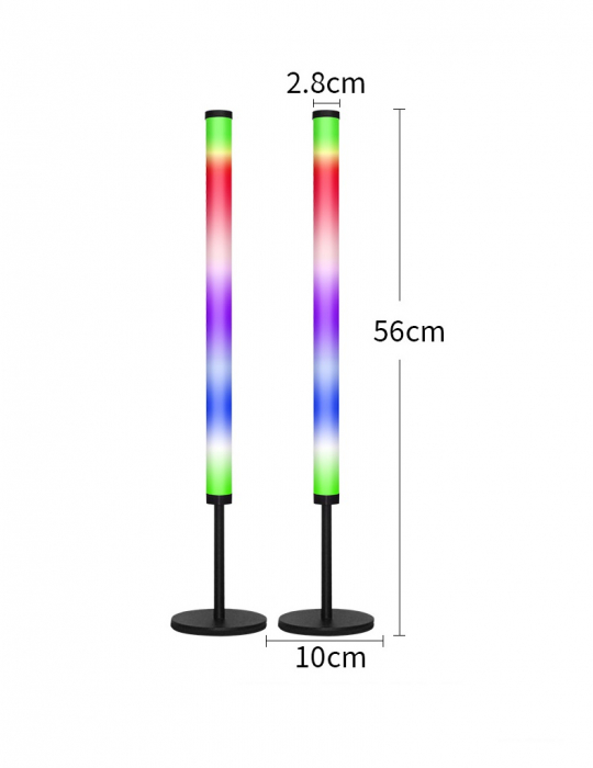 Set 2 lampi led AxaCube® pentru filme si gaming, smart, RGB, lumina ambientala, sincronizare sonora, bluetooth, control prin telecomanda si aplicatie dedicata, conectare usb, 56 cm [7]