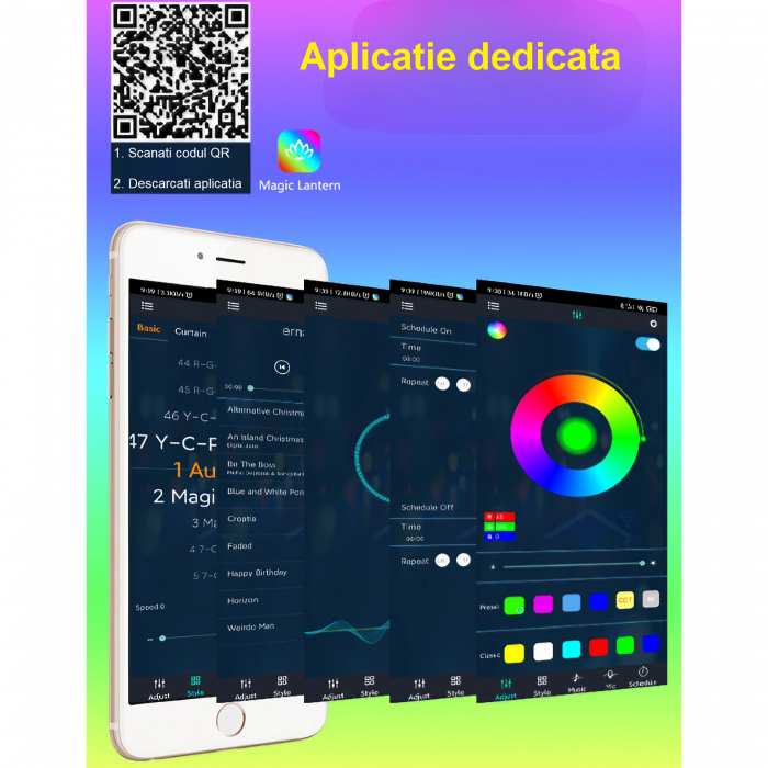Set 2 lampi led smart AxaCube® pentru filme, gaming, RGB, lumina ambientala, sincronizare sonora, bluetooth, control prin telecomanda si aplicatie dedicata, conectare usb, 51 cm [6]