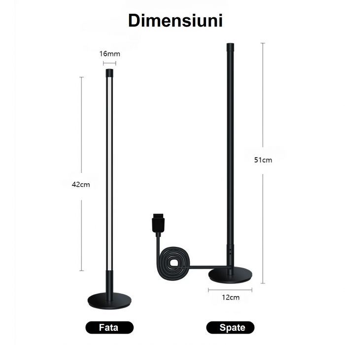 Set 2 lampi led smart AxaCube® pentru filme, gaming, RGB, lumina ambientala, sincronizare sonora, bluetooth, control prin telecomanda si aplicatie dedicata, conectare usb, 51 cm [3]