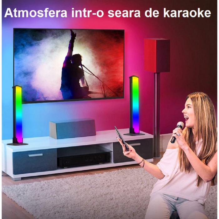 Set 2 lampi led smart AxaCube pentru gaming, RGB, lumina ambientala, sincronizare sonora, joc de lumini, bluetooth, control prin telecomanda si aplicatie dedicata, conectare usb [5]
