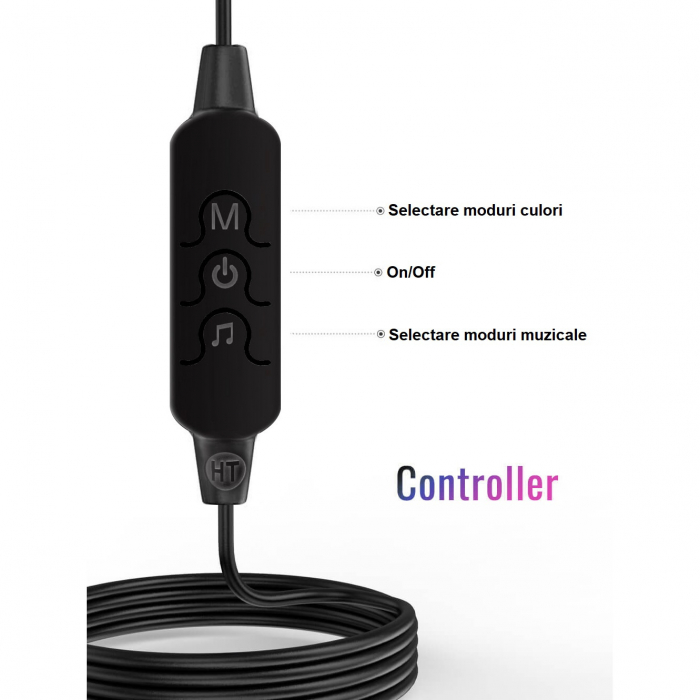 Set 2 lampi led smart AxaCube pentru gaming, RGB, lumina ambientala, sincronizare sonora, joc de lumini, bluetooth, control prin telecomanda si aplicatie dedicata, conectare usb [6]
