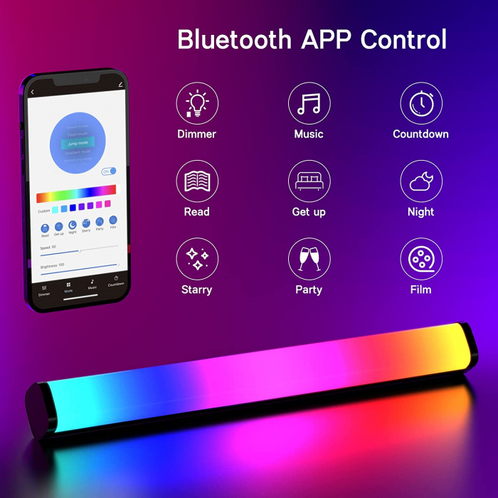 Set 2 lampi led smart AxaCube pentru gaming, RGB, lumina ambientala, sincronizare sonora, joc de lumini, bluetooth, control prin telecomanda si aplicatie dedicata, conectare usb [8]