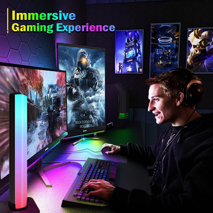 Set 2 lampi led smart AxaCube pentru gaming, RGB, lumina ambientala, sincronizare sonora, joc de lumini, bluetooth, control prin telecomanda si aplicatie dedicata, conectare usb [7]
