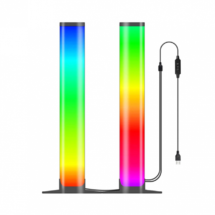 Set 2 lampi led smart AxaCube pentru gaming, RGB, lumina ambientala, sincronizare sonora, joc de lumini, bluetooth, control prin telecomanda si aplicatie dedicata, conectare usb [4]