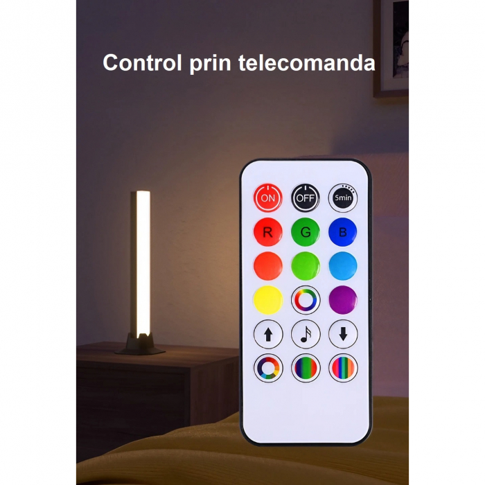 Set 2 lampi RGB AxaCube® pentru gaming, lumina ambientala, sincronizare sonora, control prin telecomanda, conectare usb, negru [9]