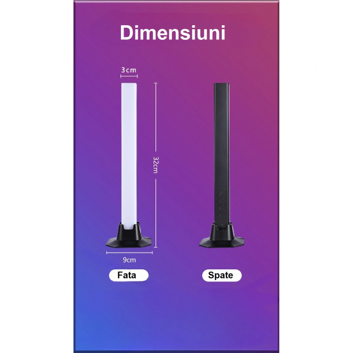 Set 2 lampi RGB AxaCube® pentru gaming, lumina ambientala, sincronizare sonora, control prin telecomanda, conectare usb, negru [4]