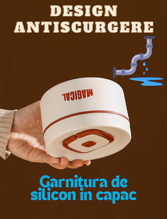 Set 3 caserole cu husa transport, interior otel inoxidabil 304, 1 caserola 400 ml, 1 caserola 500 ml si 1 caserola 600 ml, capac cu filet si garnitura silicon [5]