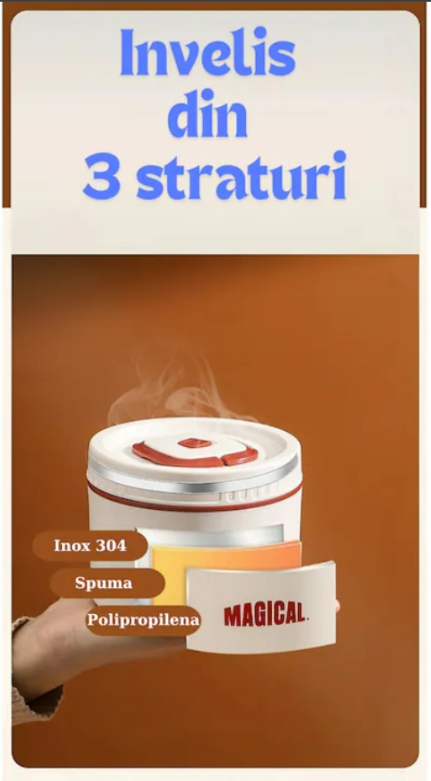 Set 3 caserole cu husa transport, interior otel inoxidabil 304, 1 caserola 400 ml, 1 caserola 500 ml si 1 caserola 600 ml, capac cu filet si garnitura silicon [9]