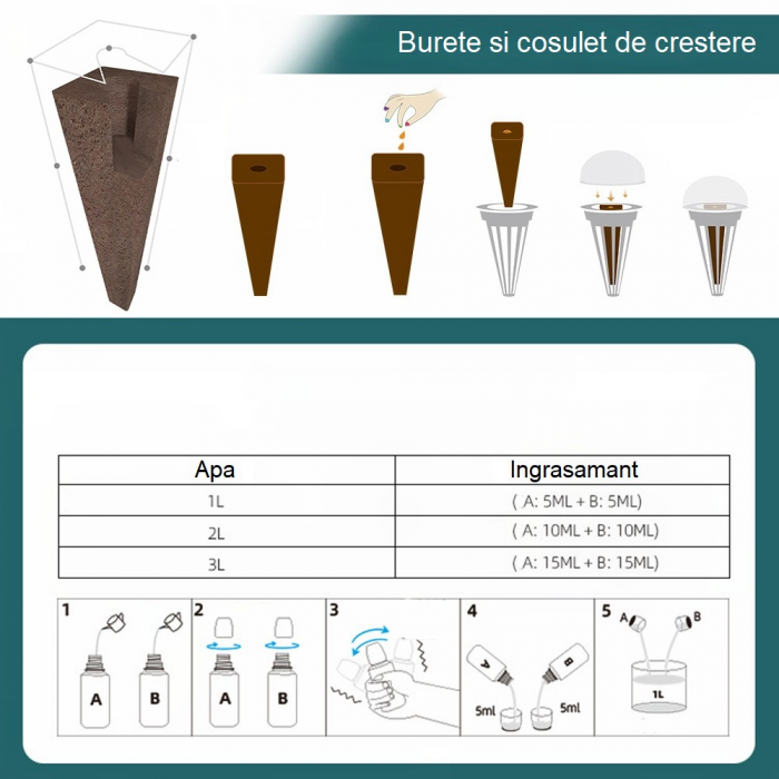 Set ghiveci hidroponic cu lampa de crestere a plantelor AxaCube®, 9 orificii plante, pompa oxigenare apa, 68 LED-uri, 15W, timer, alb [8]