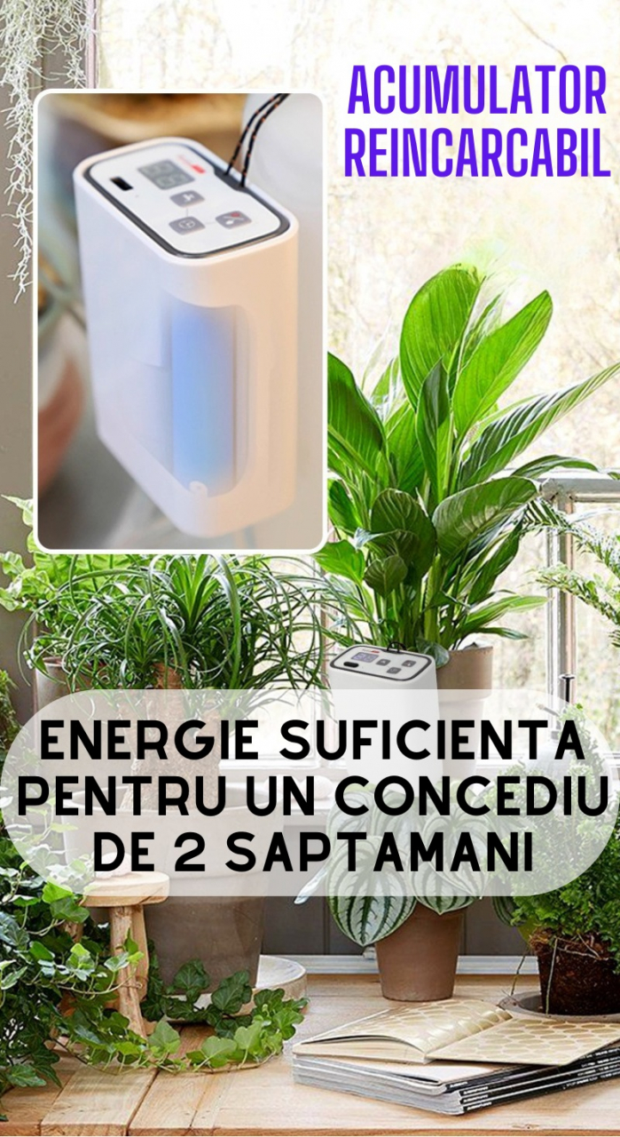Sistem de irigare automat AxaCube pentru plante, set pentru 10 ghivece, udare prin picurare, tije picuratoare reglabile, temporizator, acumulator reincarcabil, ideal apartament/casa [9]