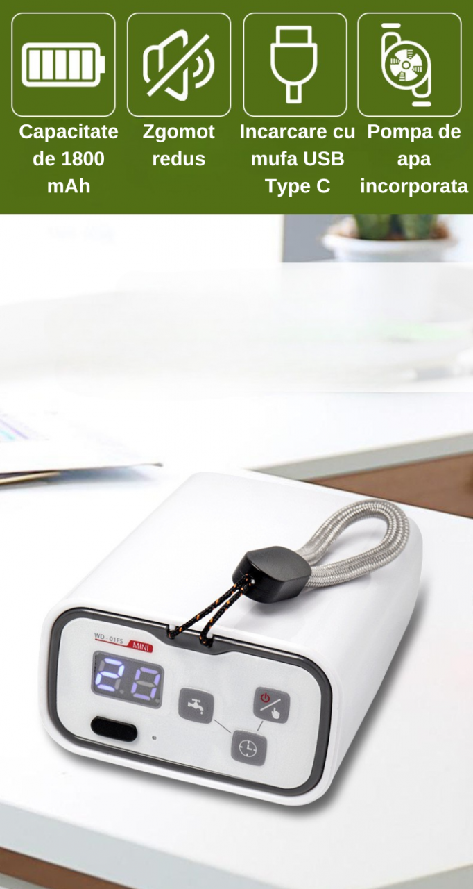 Sistem de irigare automat AxaCube pentru plante, set pentru 10 ghivece, udare prin picurare, tije picuratoare reglabile, temporizator, acumulator reincarcabil, ideal apartament/casa [4]