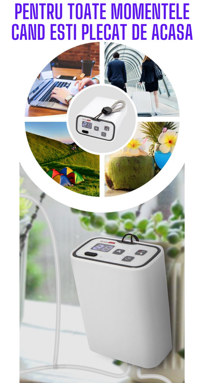Sistem de irigare automat AxaCube pentru plante, set pentru 10 ghivece, udare prin picurare, tije picuratoare reglabile, temporizator, acumulator reincarcabil, ideal apartament/casa [3]