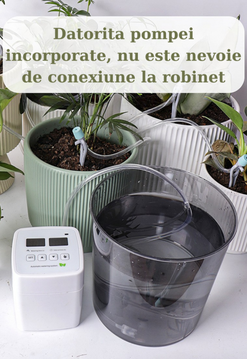 Sistem de irigare automat AxaCube pentru plante, set pentru 15 ghivece, udare prin picurare, temporizator, alimentare prin baterii sau conectare la retea, ideal apartament/casa [4]