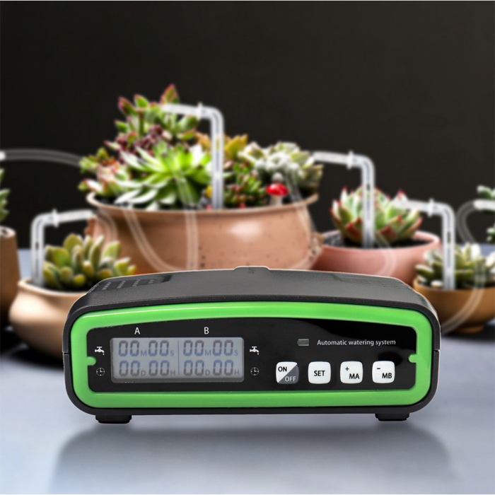 Sistem de irigare automat AxaCube pentru plante, set pentru 20 de ghivece, udare prin picurare, 2 pompe incorporate, temporizator, alimentare prin baterii sau conectare la retea, ideal apartament/casa [1]
