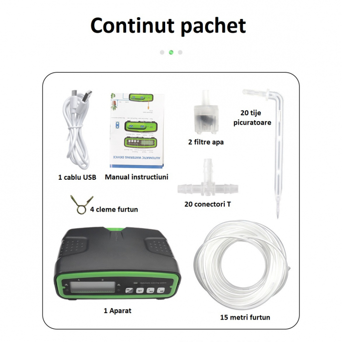 Sistem de irigare automat AxaCube pentru plante, set pentru 20 de ghivece, udare prin picurare, 2 pompe incorporate, temporizator, alimentare prin baterii sau conectare la retea, ideal apartament/casa [7]