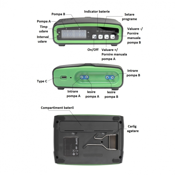 Sistem de irigare automat AxaCube pentru plante, set pentru 20 de ghivece, udare prin picurare, 2 pompe incorporate, temporizator, alimentare prin baterii sau conectare la retea, ideal apartament/casa [8]
