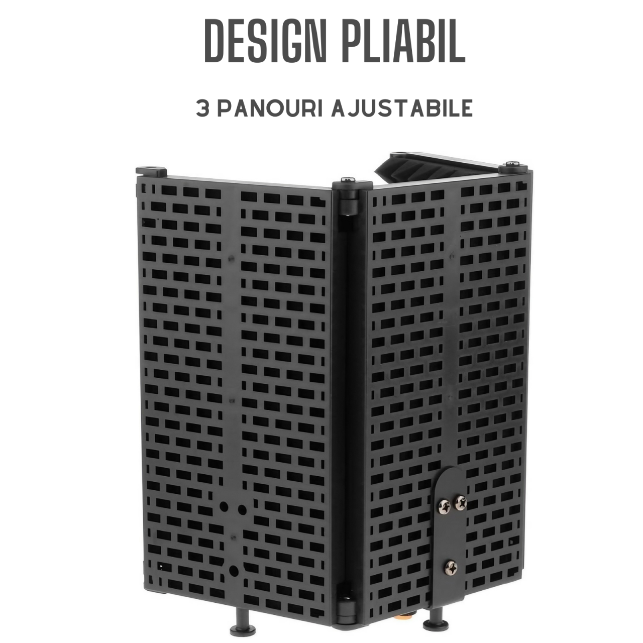 Suport de birou pentru microfon AxaCube® cu panou acustic, anti-ecou, burete antifonic, baza metalica, reglabil, pentru inregistrari, podcast, streaming [5]
