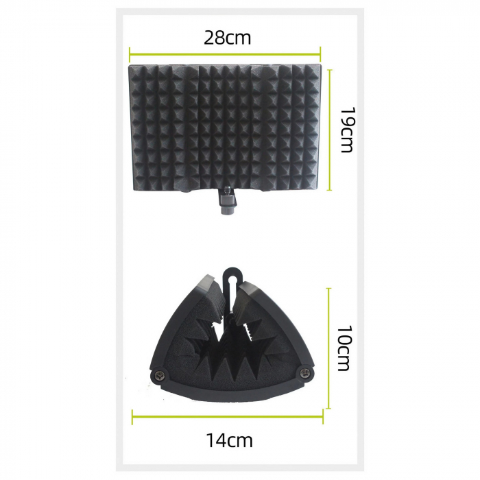 Suport de microfon AxaCube® cu filtru pop si panou acustic integrat, anti-ecou, burete de antifonare, reglabil, negru [12]