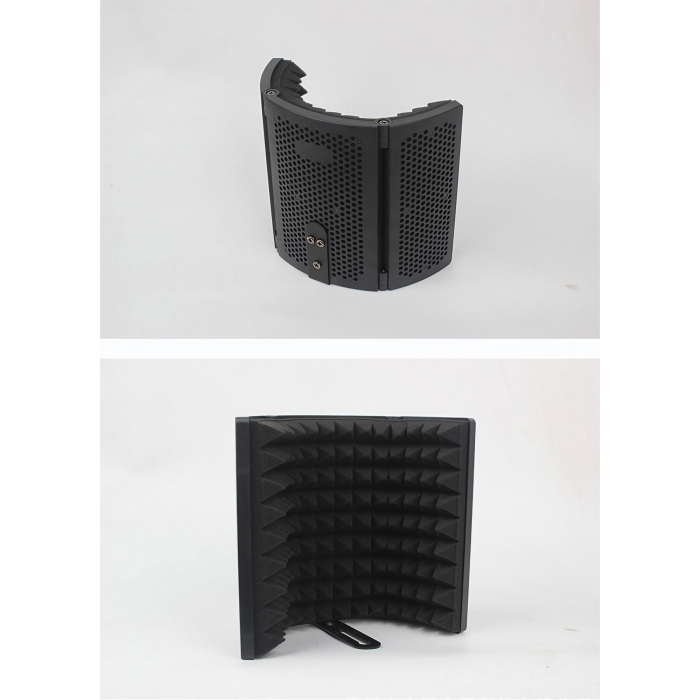 Suport de microfon AxaCube® cu filtru pop si panou acustic integrat, anti-ecou, burete de antifonare, reglabil, negru [4]