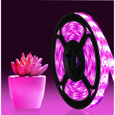 Ingrijire plante - Banda led pentru cresterea plantelor, lumina roz-violet, rezistenta la apa, conectare usb, fixare prin lipire, 3 metri, 180 leduri