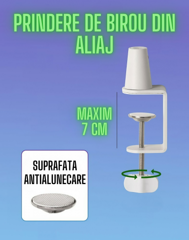 Brat pentru microfon AxaCube®, suport reglabil, rotatie 360°, corp aluminiu, tija de inaltare, cable management, greutate maxim suportata 2kg, alb [6]