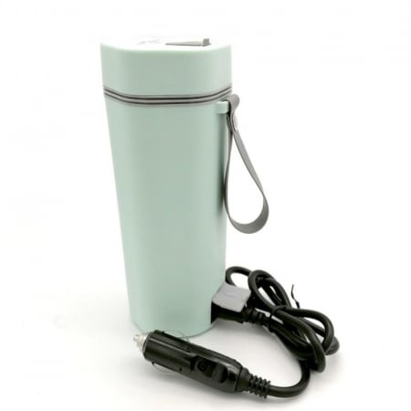 Cana termos electrica AxaCube®, pentru masina, alimentare priza auto 12v, interior inox 304, izolare termica cu vid, capacitate 350 ml, verde [3]