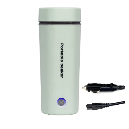 Termosuri si Cani termos - Cana termos electrica AxaCube®, pentru masina, alimentare priza auto 12v, interior inox 304, izolare termica cu vid, capacitate 350 ml, verde