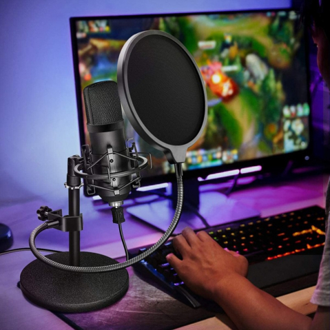 Filtru Pop pentru Microfon, Pânză Dublă, Reglabil, Anti-Zgomot, Ideal pentru Podcast, Streaming sau Gaming [6]