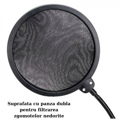 Filtru Pop pentru Microfon, Pânză Dublă, Reglabil, Anti-Zgomot, Ideal pentru Podcast, Streaming sau Gaming [4]