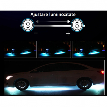 Kit banda led auto AxaCube, cu montare sub masina, RGB, bluetooth, aplicatie dedicata, telecomanda, joc de lumini, rezistent la apa, 2 x 90 cm si 2 x 120 cm [8]