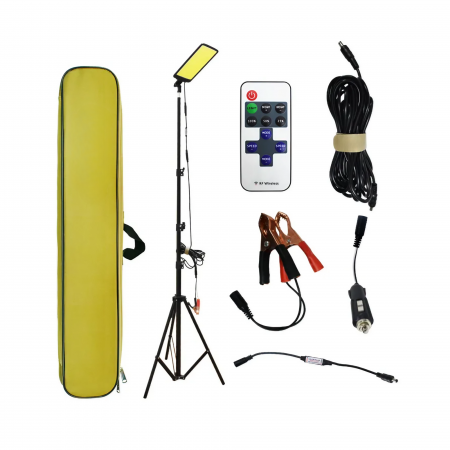 Camping - Kit nocturna AxaCube® ,lumina led portabila pentru pescuit, camping, drumetii, 12 V, 47 W, 4600 lumeni, trepied cu brat telescopic ajustabil, control prin telecomanda, rezistent la apa IP67