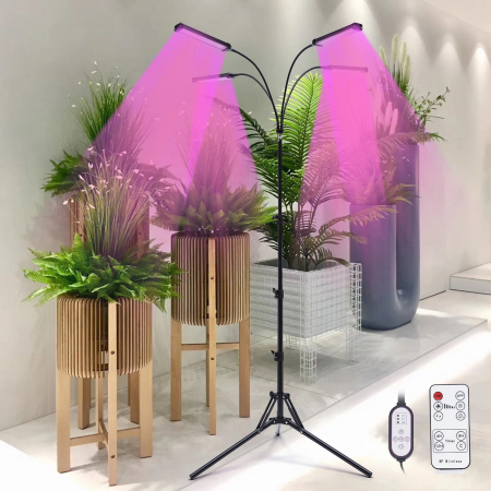 Lampa led cu 4 capete luminoase pentru cresterea plantelor AxaCube®, 35W, lumina rosie si albastra, 420 de LED-uri SMD 2835, control prin telecomanda, reglare intensitate luminoasa si inaltime stativ [14]