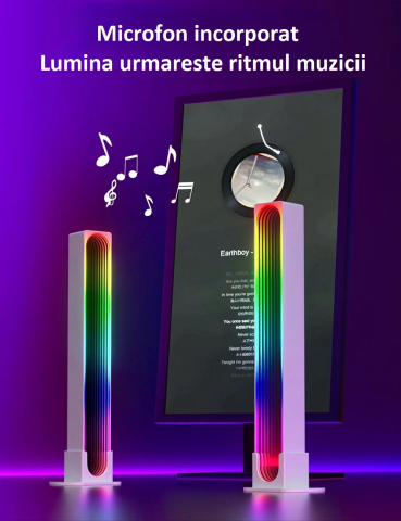 Set 2 lampi led RGB AxaCube pentru gaming, efect 3D, lumina ambientala, sincronizare sonora, control prin telecomanda si aplicatie, conectare usb, alb [4]