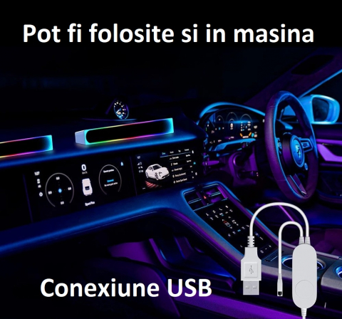 Set 2 lampi led RGB AxaCube pentru gaming, efect 3D, lumina ambientala, sincronizare sonora, control prin telecomanda si aplicatie, conectare usb, alb [8]