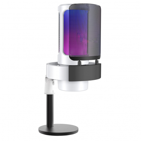 Microfon condensator AxaCube® pentru gaming, inregistrari, streaming, youtube, zoom, reducere zgomot fundal, functie mute, cardioid, lumina RGB, filtru pop, compatibil Windows, MacOS, PS4, PS5, conexi [1]