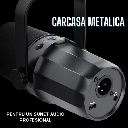 Microfon dinamic AxaCube, podcast, streaming, gaming, conexiune XLR si USB, corp metalic, buton mute, monitorizare in timp real, negru [2]