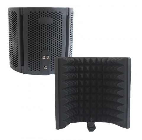Microfoane - Panou acustic AxaCube pentru microfon, filtru pentru diminuare zgomot extern, burete antifonic, 3 placi reglabile, 28x19 cm