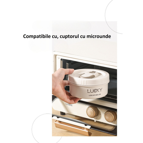 Set 2 caserole cu husa transport, interior otel inoxidabil 304, 440 si 640 ml, compatibile cuptor microunde, bento box [8]
