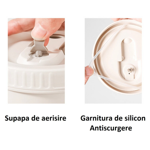 Set 2 caserole cu husa transport, interior otel inoxidabil 304, 440 si 640 ml, compatibile cuptor microunde, bento box [9]