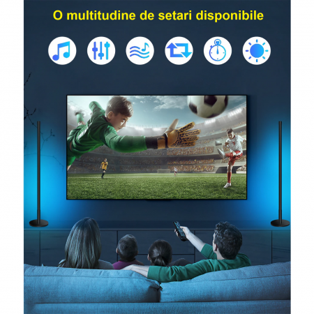 Set 2 lampi led smart AxaCube® pentru filme, gaming, RGB, lumina ambientala, sincronizare sonora, bluetooth, control prin telecomanda si aplicatie dedicata, conectare usb, 51 cm [4]