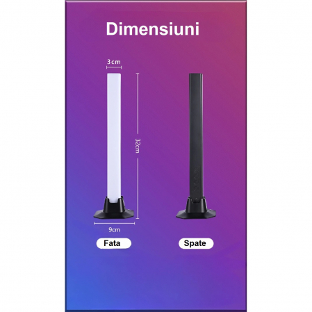Set 2 lampi RGB AxaCube® pentru gaming, lumina ambientala, sincronizare sonora, control prin telecomanda, conectare usb, negru [3]
