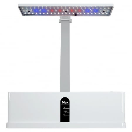 Set ghiveci hidroponic cu lampa de crestere a plantelor AxaCube®, 9 orificii plante, pompa oxigenare apa, 68 LED-uri, 15W, timer, alb [10]