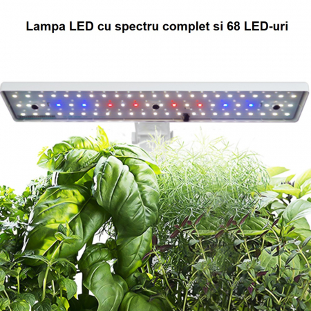Set ghiveci hidroponic cu lampa de crestere a plantelor AxaCube®, 9 orificii plante, pompa oxigenare apa, 68 LED-uri, 15W, timer, alb [3]