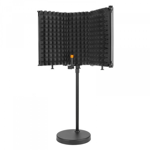 Microfoane - Suport de birou pentru microfon AxaCube® cu panou acustic, anti-ecou, burete antifonic, baza metalica, reglabil, pentru inregistrari, podcast, streaming
