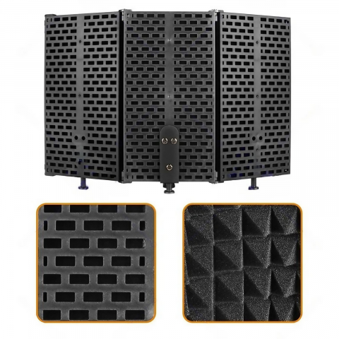 Suport de birou pentru microfon AxaCube® cu panou acustic, anti-ecou, burete antifonic, baza metalica, reglabil, pentru inregistrari, podcast, streaming [1]
