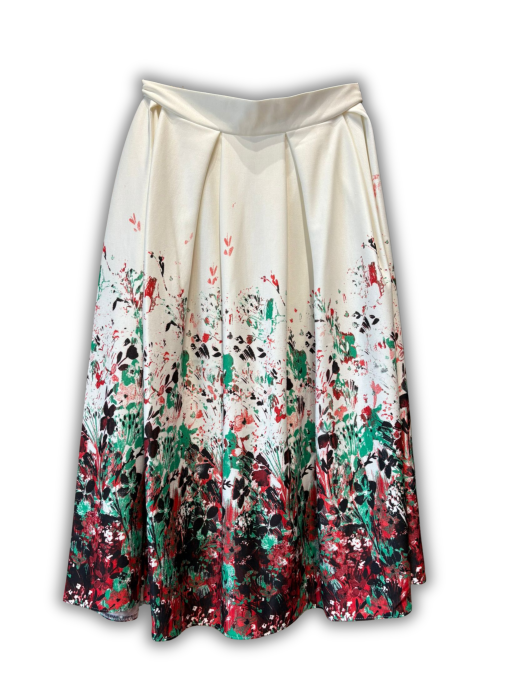 Fusta din bumbac , alba cu imprimeu floral [2]